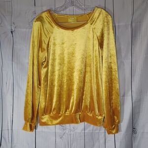 Anthropologie Maeve Candace Gold Velet Long Sleeve Top